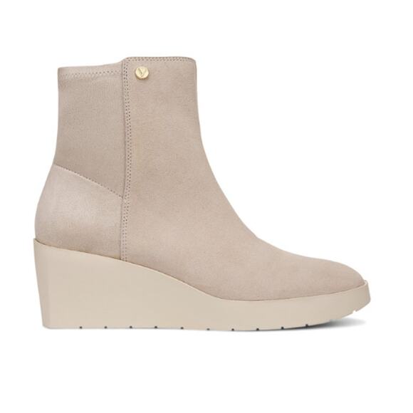 Vionic Women's Oatmeal Suede Skylar Comfort Wedge Short Boots Size 6 - Picture 4 of 11